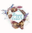 easter wreath with feathers and florals for design vector image vector image