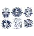 aliens set stickers vintage monochrome vector image