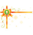 golden lucky horseshoe corner orange ribbon bow vector image vector image