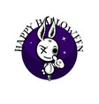 cute evil rabbit halloween woodoo sewing toy vector image
