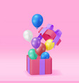 3d shiny gift box with balloon isolated vector image