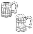 vintage mug beer in engraving style design vector image