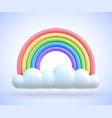 colorful rainbow with clouds 3d vector image vector image