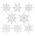 ship helm thin line icons set vector image