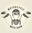 chopper moto handlebar and vintage helmet vector image