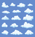 set of cartoon clouds isolated on blue background vector image