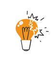 hand drawn doodle broken light bulb vector image