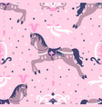 pink carousel horse seamless pattern vector image vector image