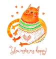 watercolor hand drawn card with a cute cat vector image vector image