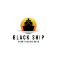 black ship on sunset logo design icon vector image