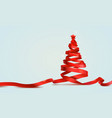 red ribbon merry christmas tree art decoration vector image vector image