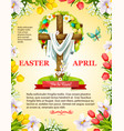 easter crucifix cross and paschal wreath vector image vector image