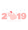 creative postcard for new 2019 year with cute pig vector image