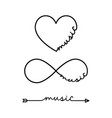 music - word with infinity symbol hand drawn vector image