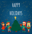 santa claus elf kids cartoon elf helpers vector image