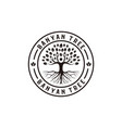 banyan tree vintage retro hipster inspiration vector image