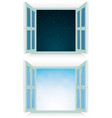 open window - night and day vector image