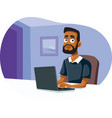 man typing on his laptop working from home vector image vector image