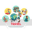 flat travel round concept vector image vector image