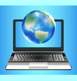 planet earth globe floating on laptop computer vector image vector image