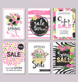 set of flat and hand drawn spring cards and labels vector image