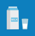 flat style of milk packing and a glass of milk vector image