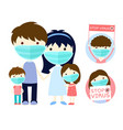healthcare and sickness prevention family wearing vector image