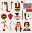set with native american indians houseware vector image