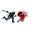 santa claus christmas riot police with a baton vector image vector image