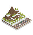 winter mountains landscape isometric composition vector image