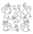set of cute cartoon cats curls lines vector image