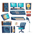 studio sound recording equipment set isolated vector image