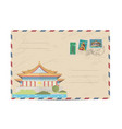 vintage postal envelope with taiwan stamps vector image vector image