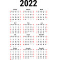 calendar for 2022 vector image