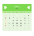 calendar monthly april 2015 in flat design vector image