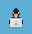 criminal hacker with laptop vector image vector image