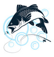 big fish catch and fishing rod design vector image vector image