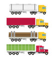 big semi truck set flat trendy vector image