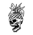 pineapple skull summer theme design element vector image