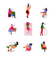 sleeping characters lazy tired people in various vector image vector image