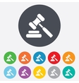 auction hammer icon law judge gavel symbol vector image