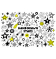 big set hand drawn stars on a white background vector image