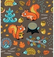 autumn seamless pattern with squirrels leaves vector image