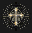 cross with rays religion sign tattoo style vector image vector image