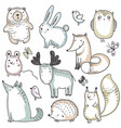 collection of hand drawn wild forest vector image