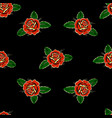 seamless pattern with roses in tattoo style vector image