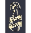 a bottle of beer and ribbon for text vector image