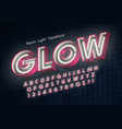 neon light 3d alphabet extra glowing font vector image