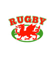 rugby ball wales red welsh dragon vector image