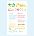 kids menu template vector image